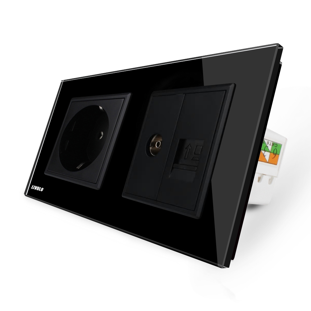 Priza Schuko și TV/Internet Livolo cu Rama Sticlă - imagine 5