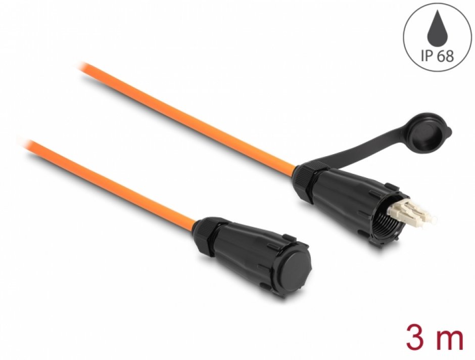 Cablu Fibra Optica Delock LC Duplex OM2 IP68 3m