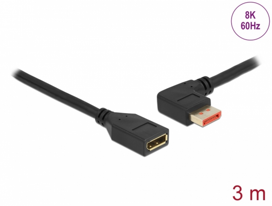 Cablu DisplayPort 8K Delock 3m, Unghi Stânga