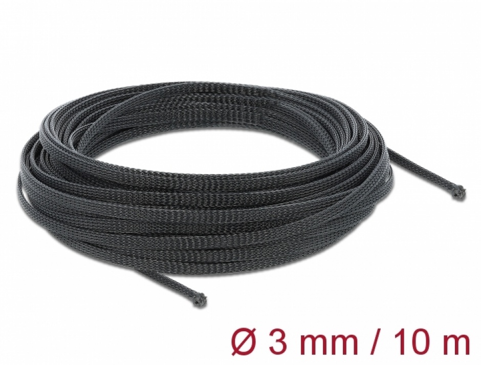 Plasă cabluri extensibilă 10m Delock, 3mm, Negru