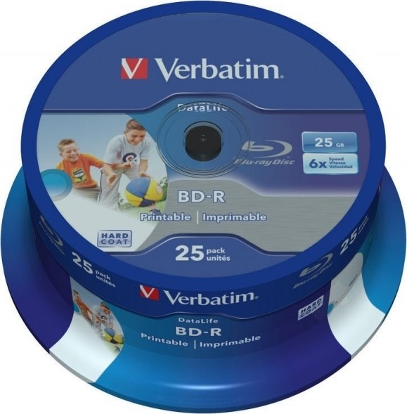 Discuri BD-R Verbatim 25GB 6x 25 buc Wide Inkjet Printable