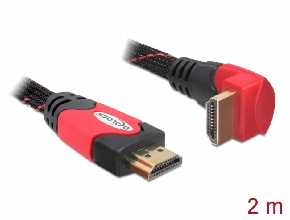 Cablu HDMI 4K 90° 2m Rosu Delock
