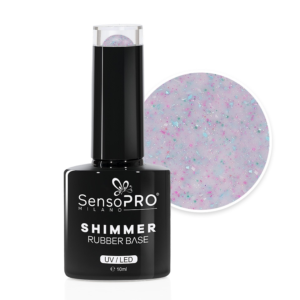 Shimmer Rubber Base SensoPRO Milano #41 Beaded Rainbow, 10ml