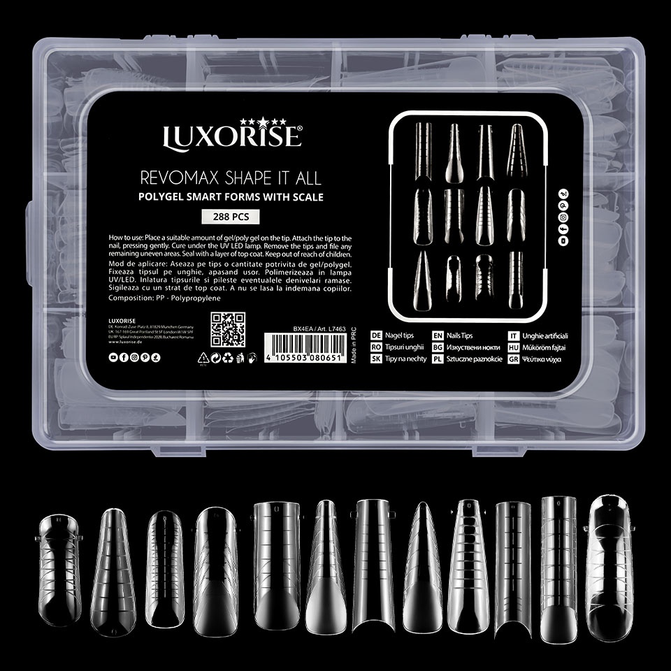 Tipsuri Polygel Reutilizabile Luxorise, 288 Buc