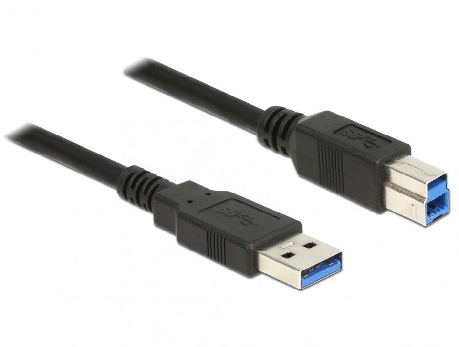 Cablu USB 3.0 A-B 1m Negru Delock, 5 Gbps
