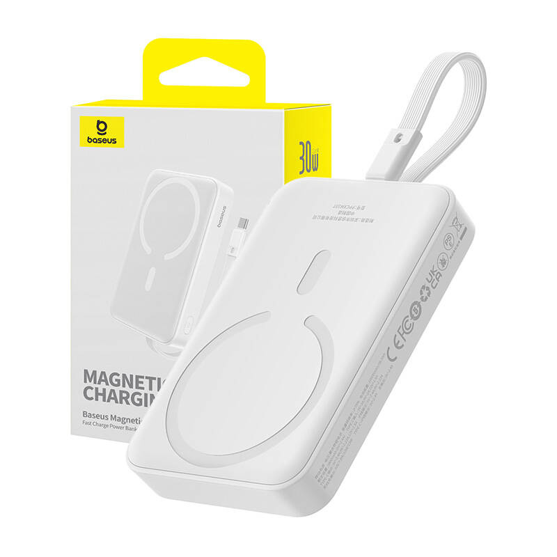 Power Bank Baseus Magnetic Mini 10000mAh 30W MagSafe Alb - imagine 3