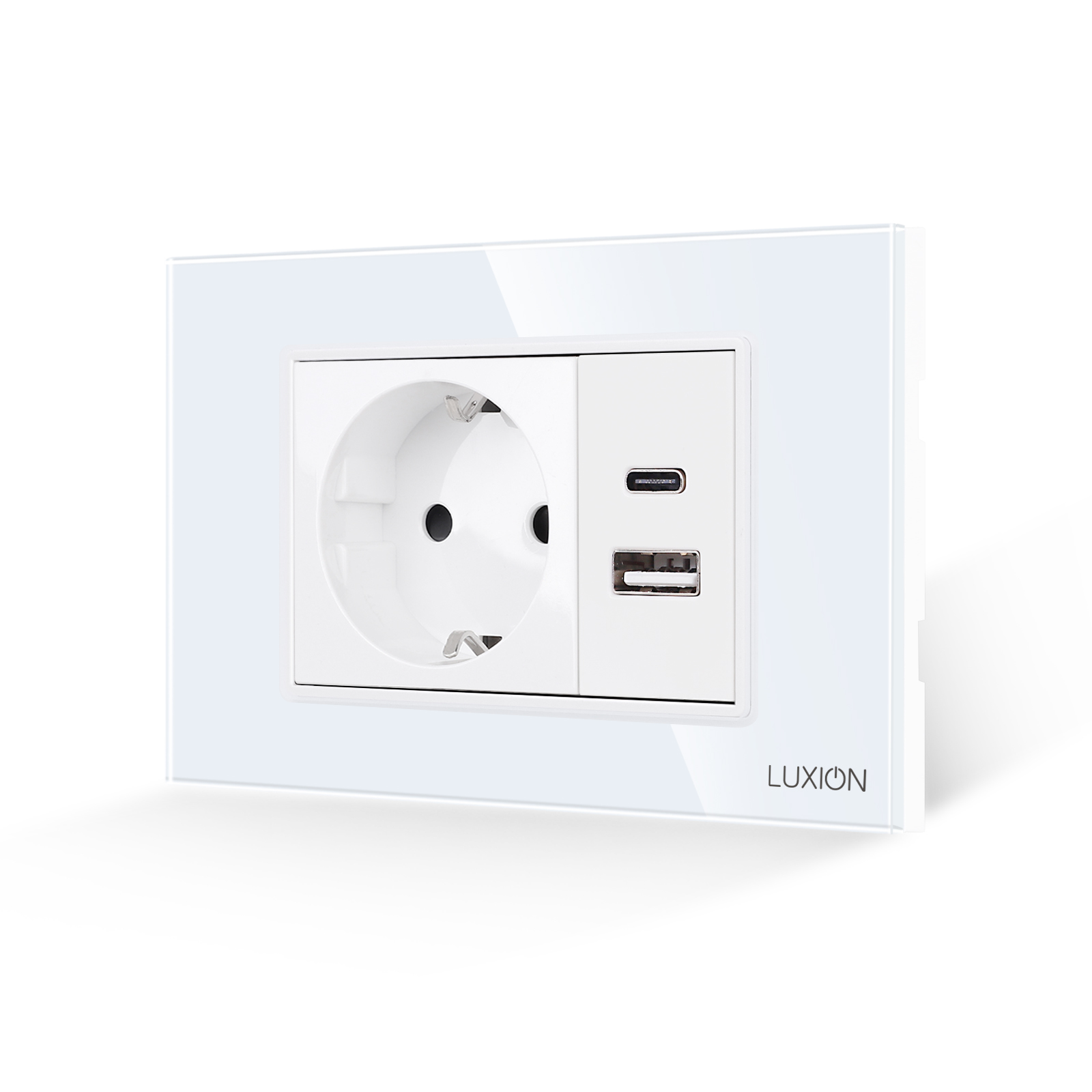 Priza Schuko si USB A+C cu Rama din Sticla LUXION, 3M