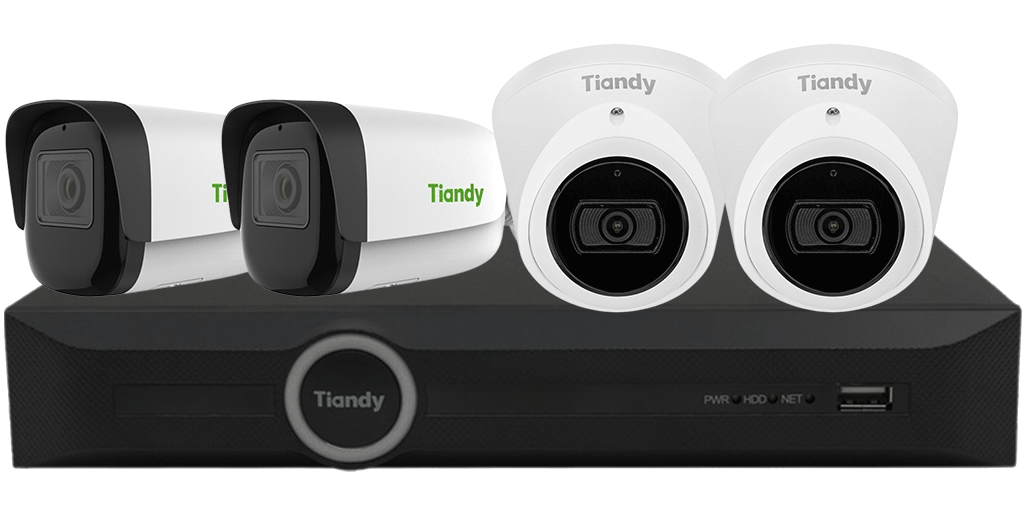 Kit Tiandy 4K 8MP 4 Camere Starlight PoE