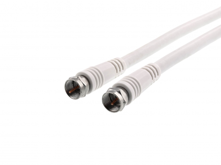 Cablu Coaxial F Tata-Tata 1.8m Alb