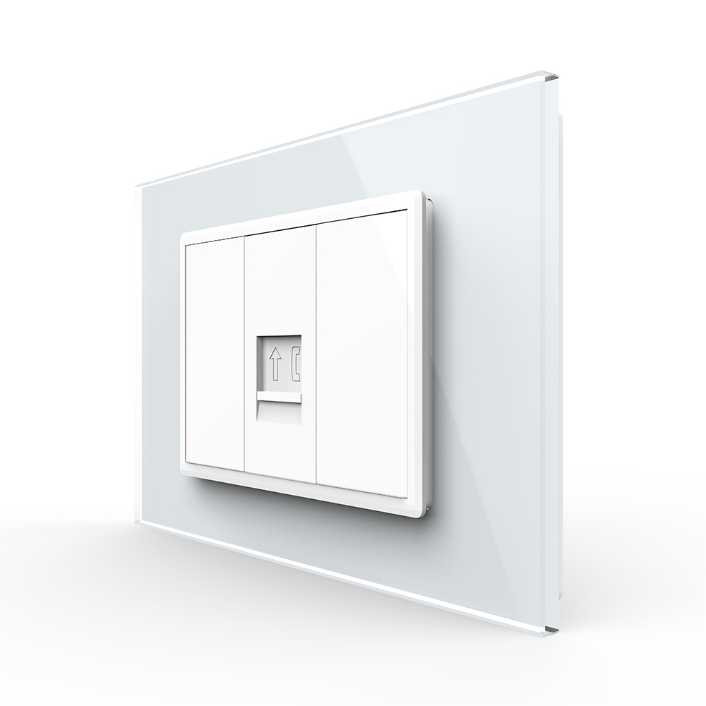 Priza Telefon LIVOLO Sticlă + 2 Sloturi Blank