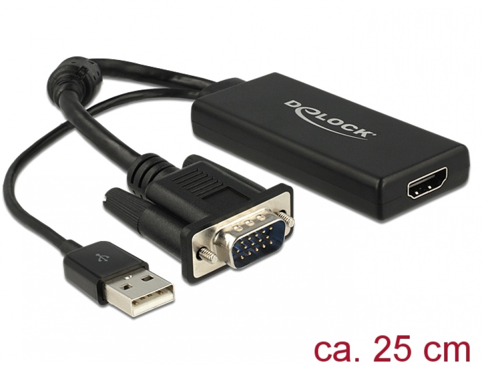 Convertor VGA la HDMI Delock cu Audio