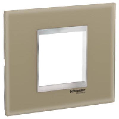Ramă Sticlă 2 Module Schneider Easy Styl, Maro Deschis/Crom