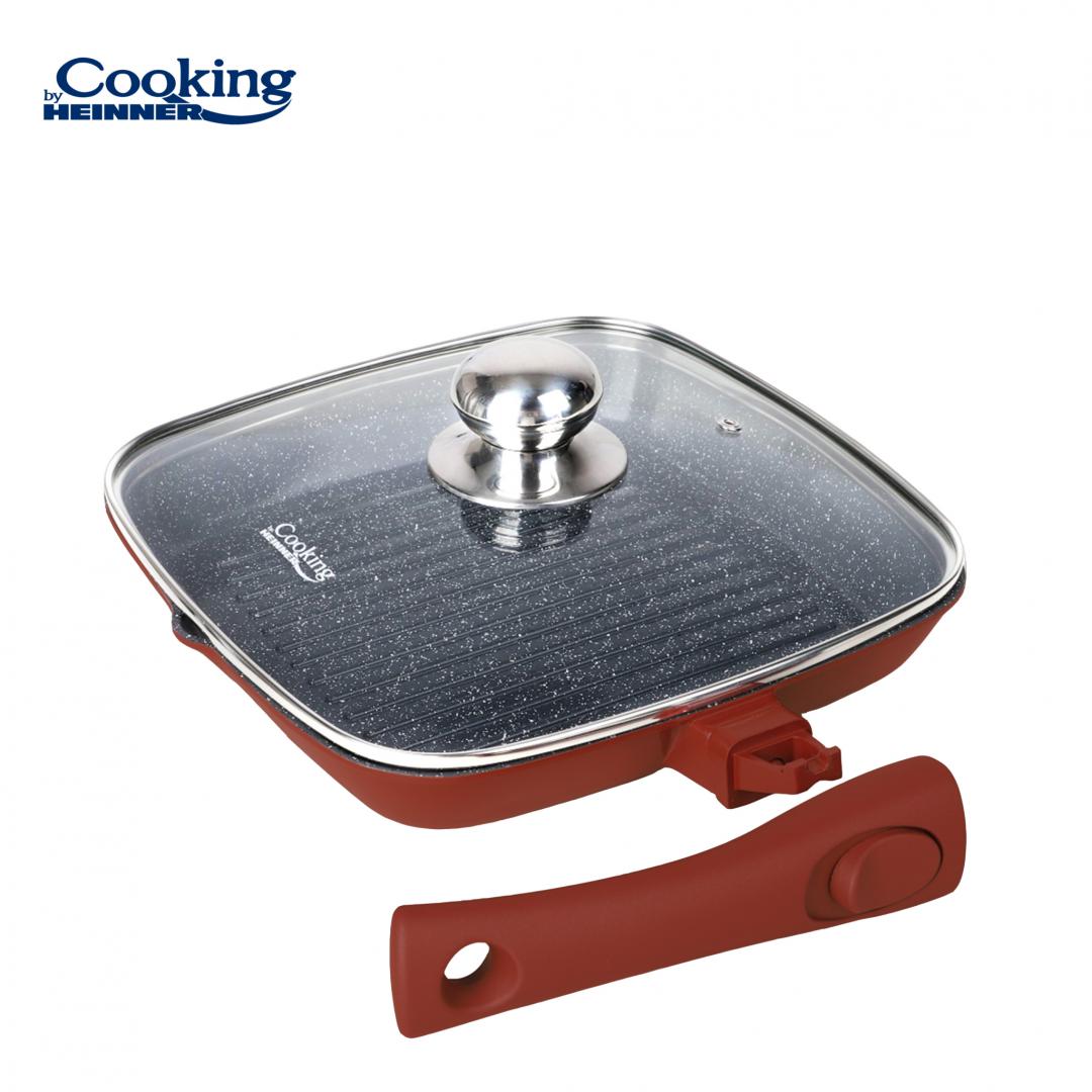 Tigaie Grill Aluminiu 28cm cu Capac - Heinner Calabria - imagine 4