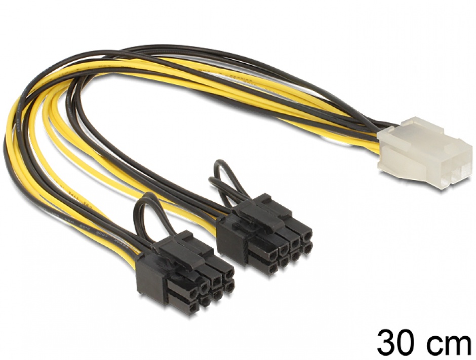 Cablu Delock PCIe 6pin la 2x8pin, 30cm