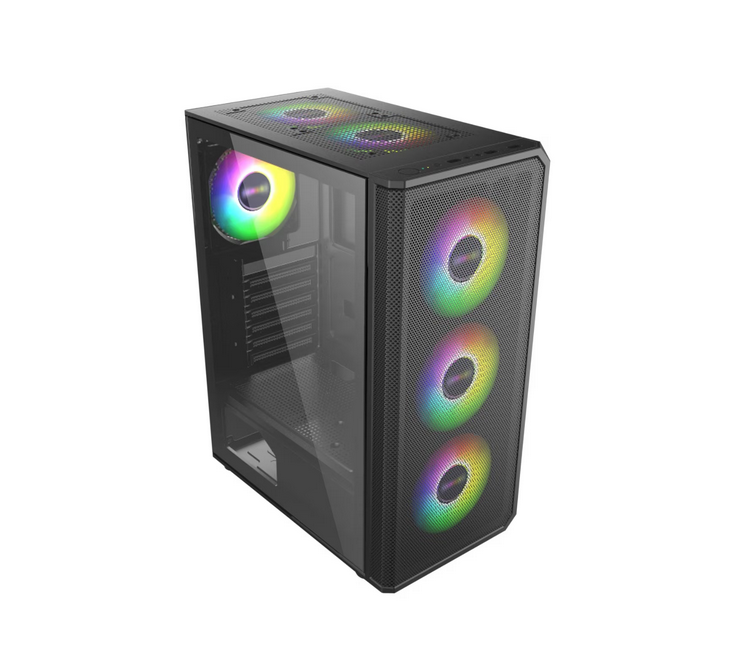 Carcasa Gaming GHOST Mid Tower ARGB Negru - 4 Ventilatoare - imagine 2