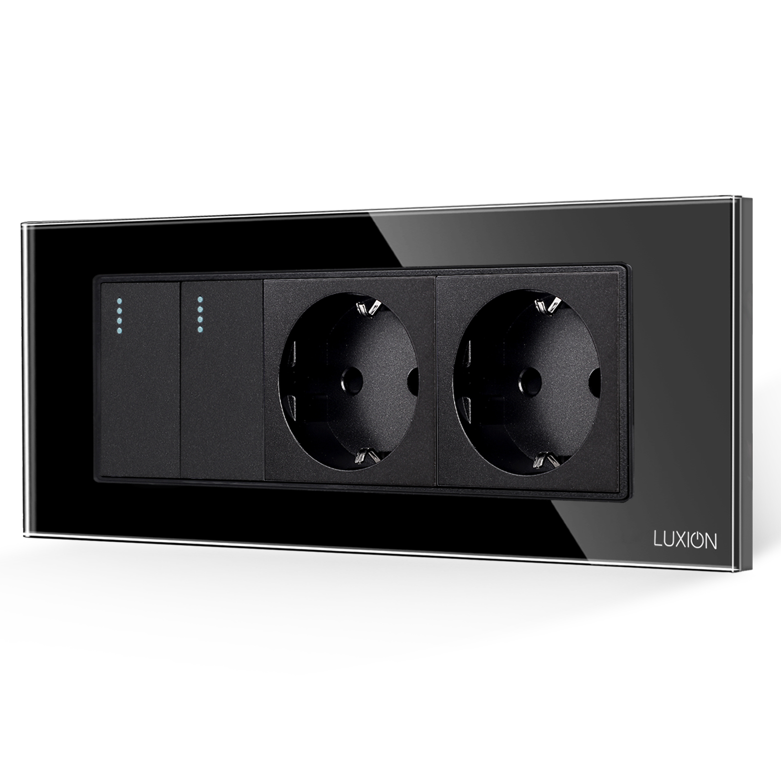 Intrerupator Dublu + 2 Prize Sticla LUXION, IP44 - imagine 5