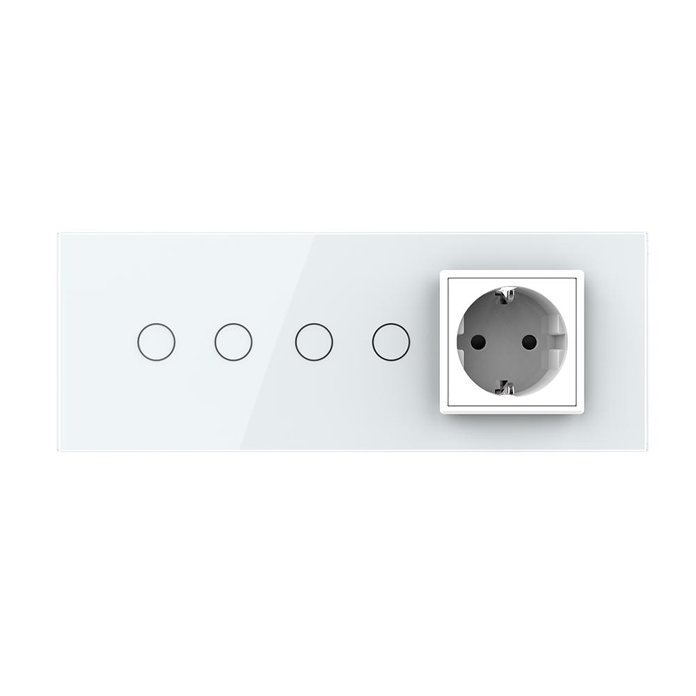 Intrerupator Dublu + Dublu + Priza LIVOLO, Sticla - imagine 2