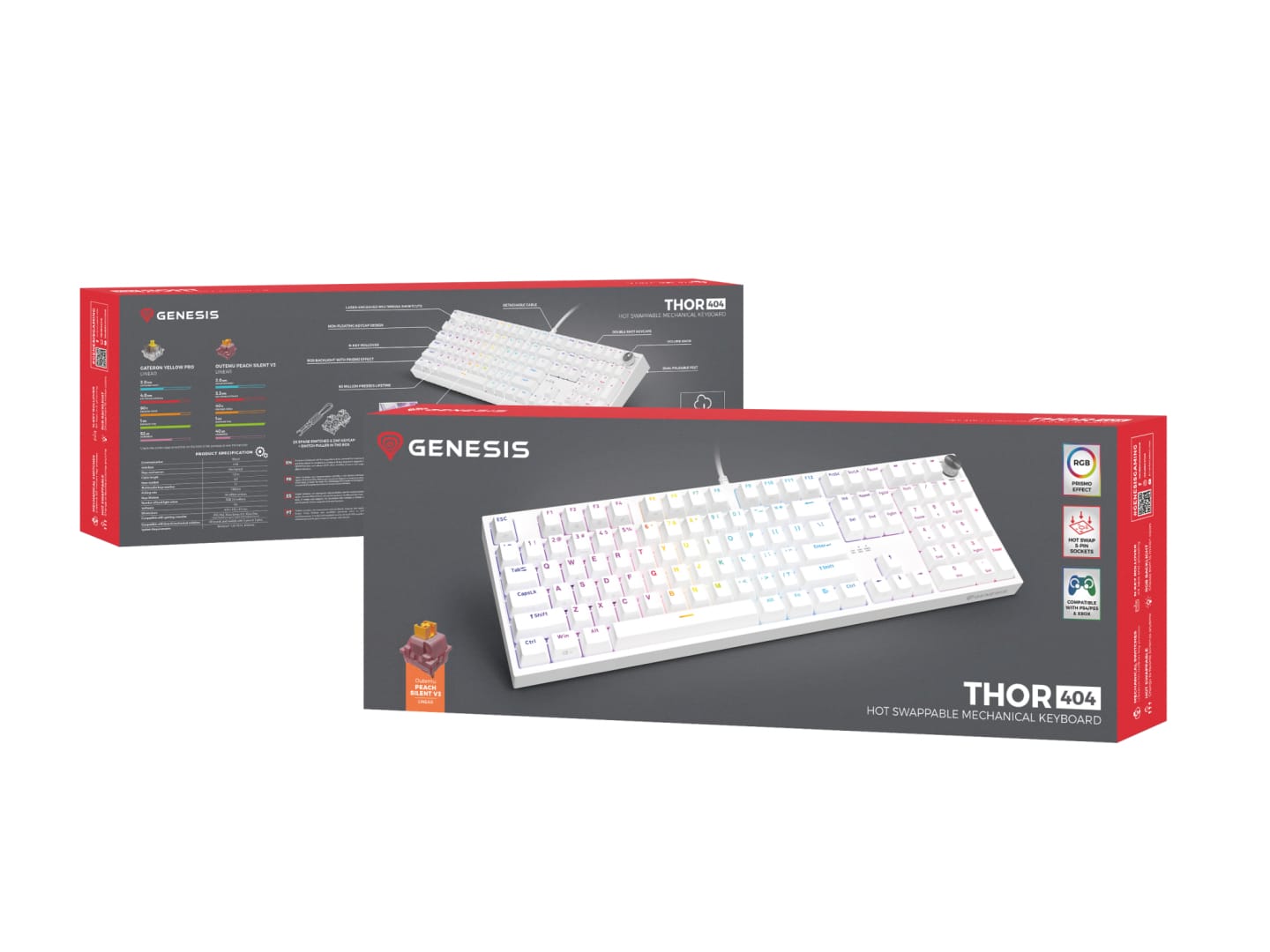Tastatura Gaming Mecanica Genesis Thor 404 RGB Alb | Silent Switch - imagine 10