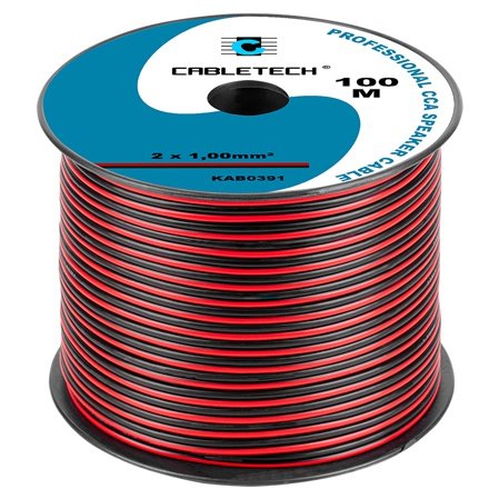 Cablu Difuzor Cabletech 2x1mm², 100m, Negru-Roșu