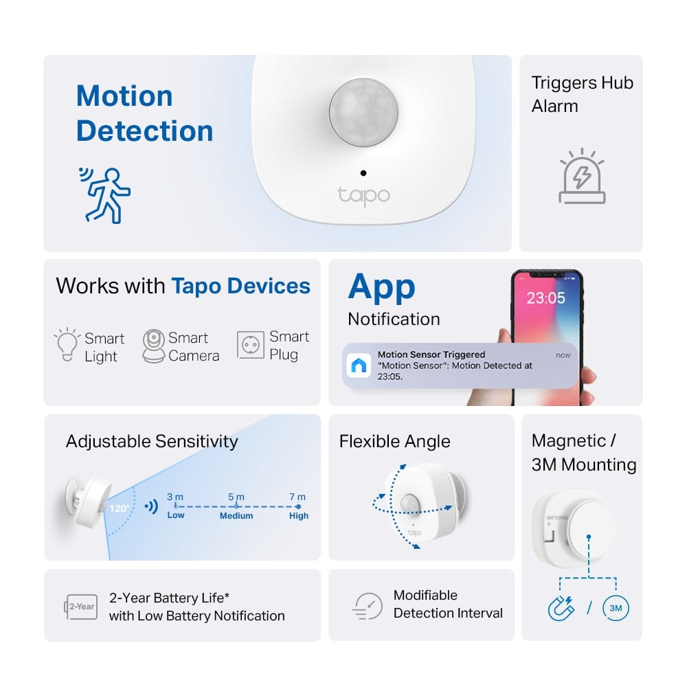 Senzor Smart Mișcare TP-Link Tapo T100 WiFi - Siguranță Inteligentă - imagine 4