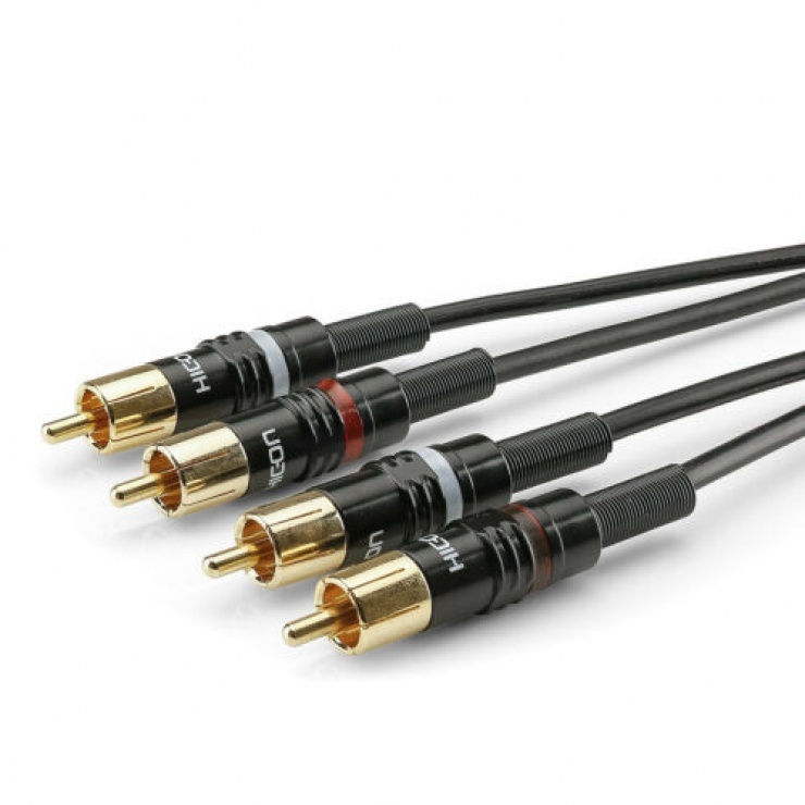 Cablu Audio Hicon 2xRCA 6m Aurit, Conexiune Studio