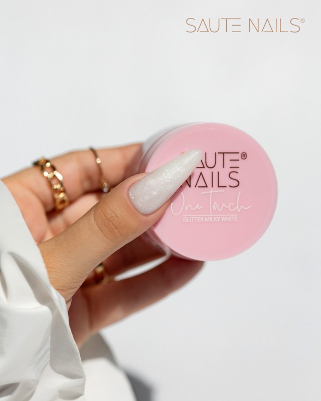 Gel UV Saute Nails One Touch Glitter Milky White 30gr