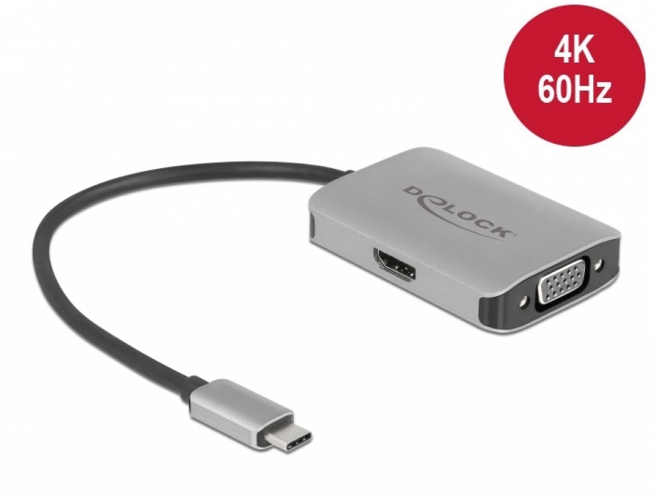 Adaptor Delock USB-C la HDMI 4K + VGA