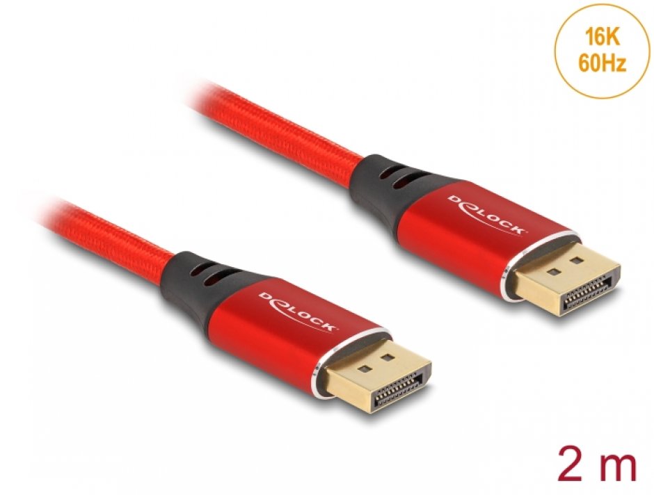 Cablu DisplayPort 2.1 Delock 2m, 8K, Rosu