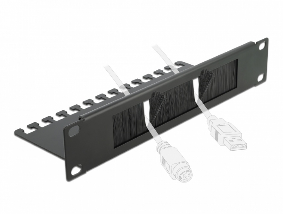 Organizator Cabluri 1U Delock, 10 inch, Negru