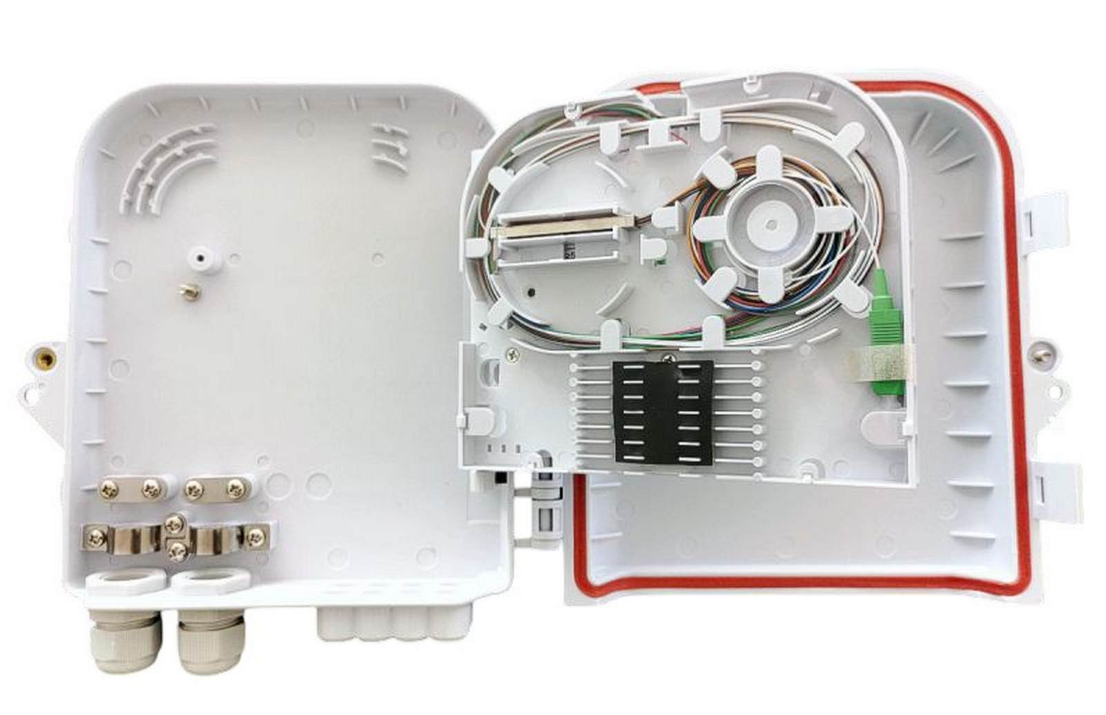 Cutie jonctiuni optice FTTH, montaj perete/stalp, 8 adaptori SC/APC, Braun Group FDB-208A-PLC