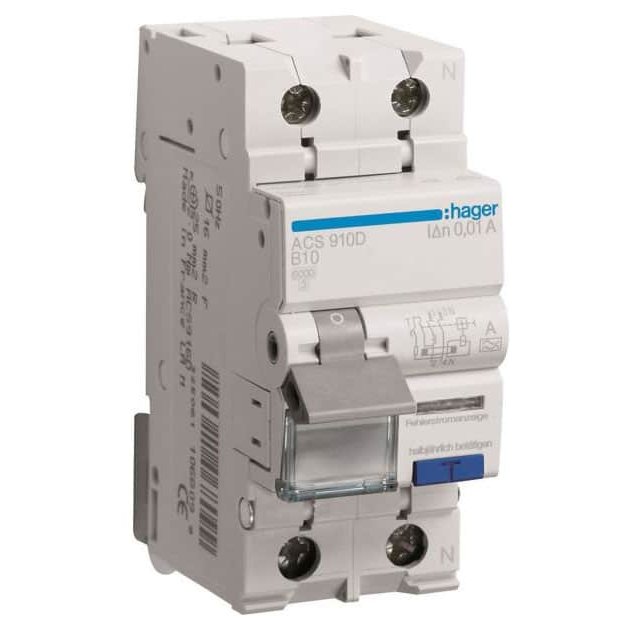 Disjunctor diferențial Hager RCBO 1P+N 10A