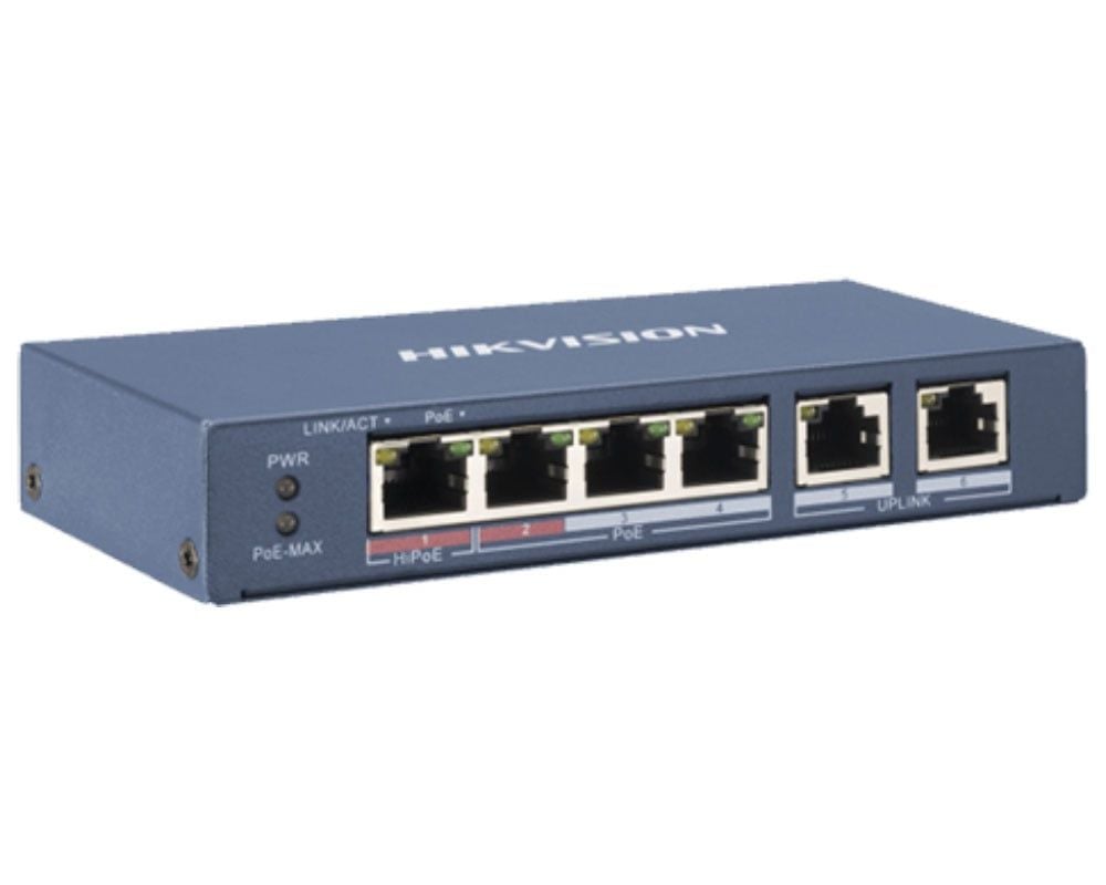 Switch PoE HIKVISION 4 Porturi + 2 Uplink, 300m Long Range - imagine 3