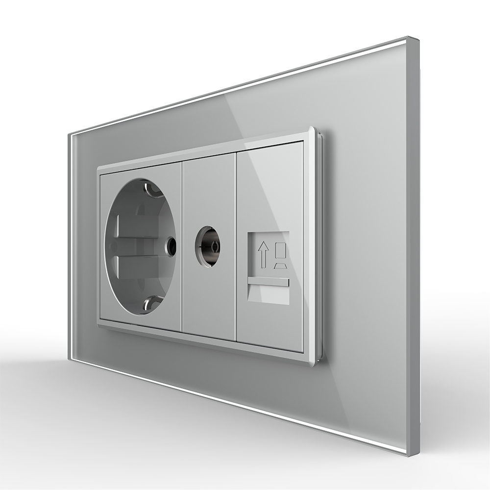 Priza Dubla Livolo Sticla: Schuko, TV, Internet - imagine 12