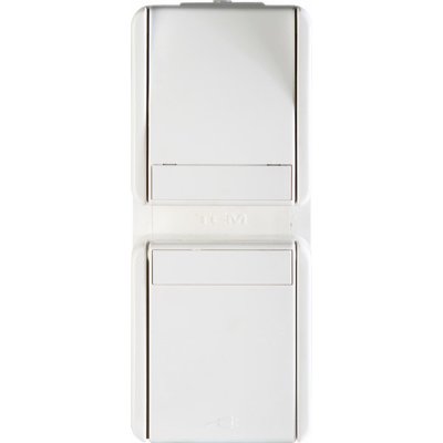 Priză Schuko IP44 Alb cu Capac, TEM Modul