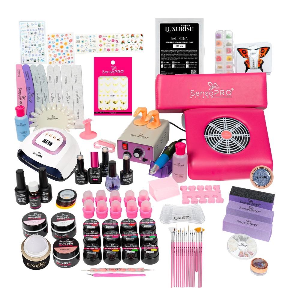 Kit Unghii Gel Duo SensoPRO + Lampa 48W & Freza - imagine 2