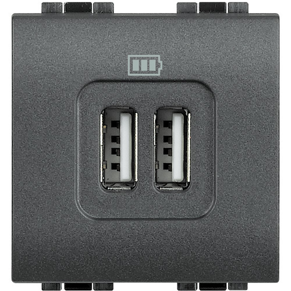 Încărcător Dublu USB Bticino Living Light, Antracit
