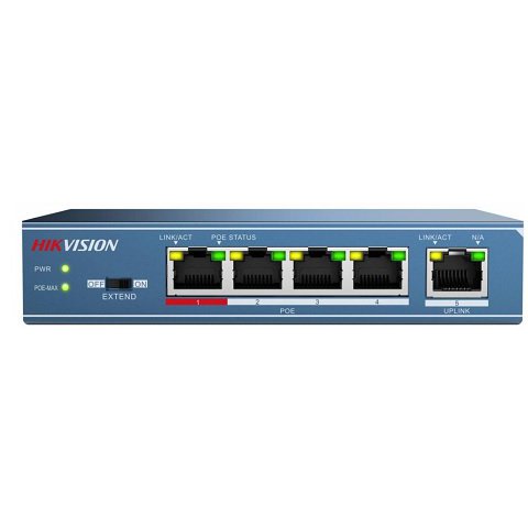 Switch PoE 4 Porturi Hikvision, 250m, 35W