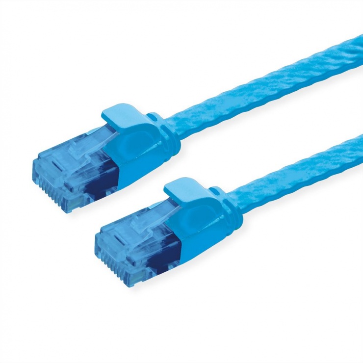 Cablu RJ45 Flat UTP Cat.6A 1m Albastru Value