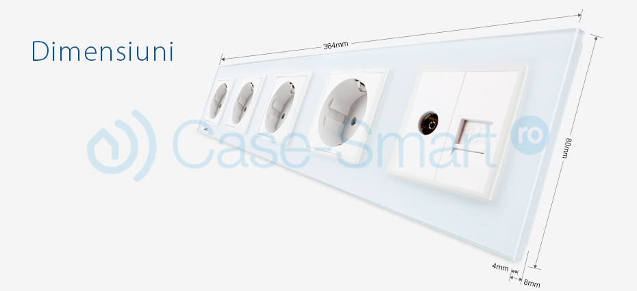 Priza Cvintupla TV Internet Livolo, Sticlă - imagine 2