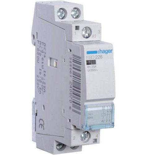 Contactor modular Hager ESD226 25A, 2 poli, comandă 24V