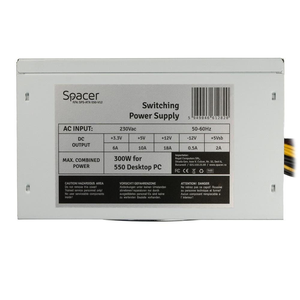Sursa ATX 550W Spacer - Alimentare Stabilă 300W V12 - imagine 3
