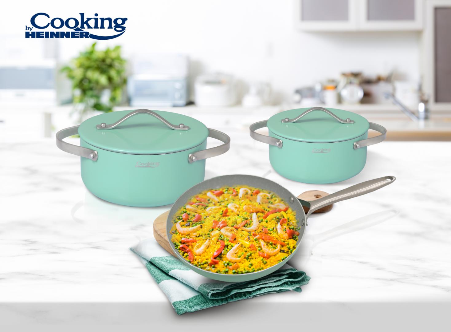 Set Gătit Heinner 5 Piese Aluminiu Presat Culoare Cretă - imagine 2