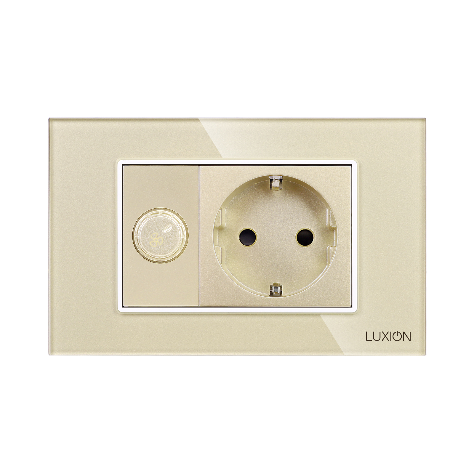 Comutator Ventilator + Priza cu Ramă Sticlă LUXION IP44 - imagine 10