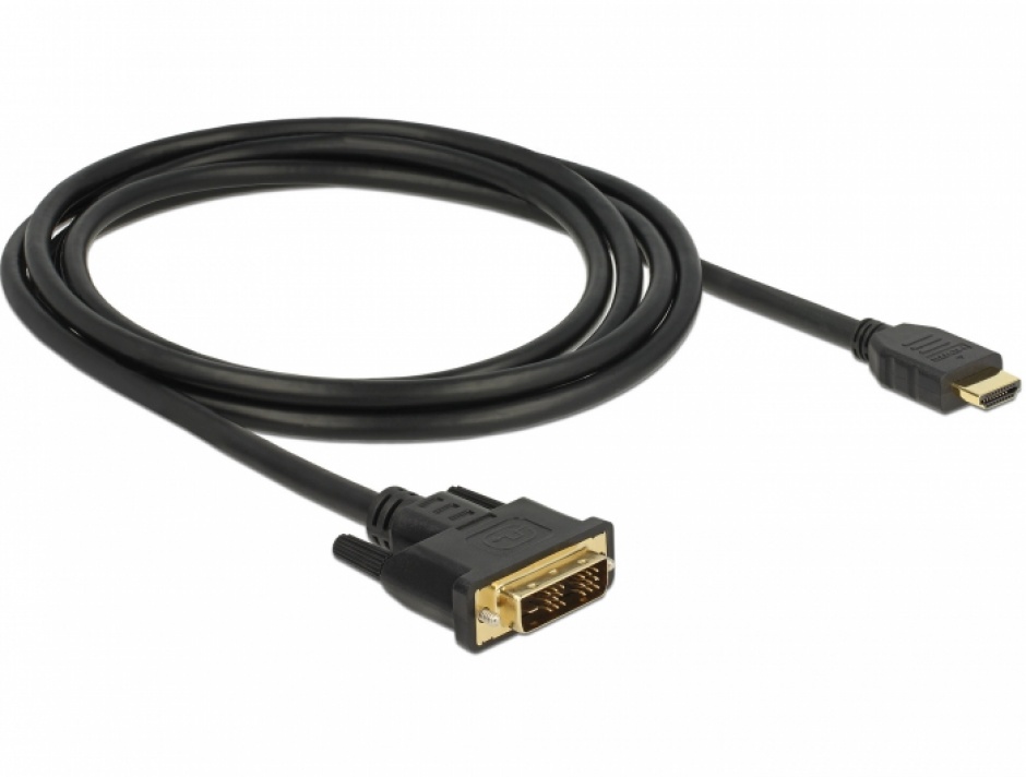 Cablu DVI-D la HDMI 2m, Delock 85584, Negru