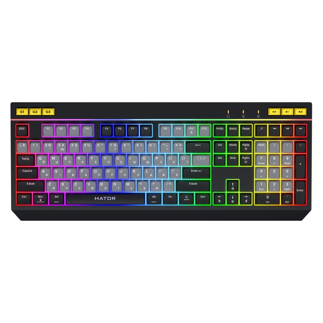 Tastatură Gaming HATOR Icefall USB RGB 1000Hz Alb-Negru - imagine 2