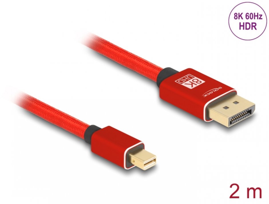 Cablu Mini DP la DP 8K 2m Delock Rosu