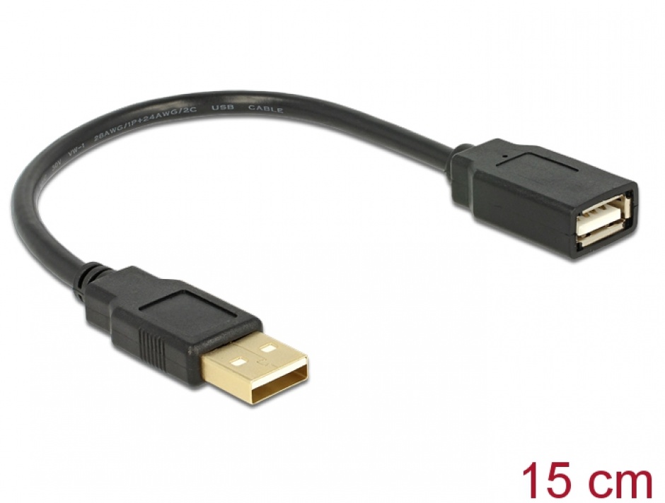 Prelungitor USB 2.0 Delock 15cm