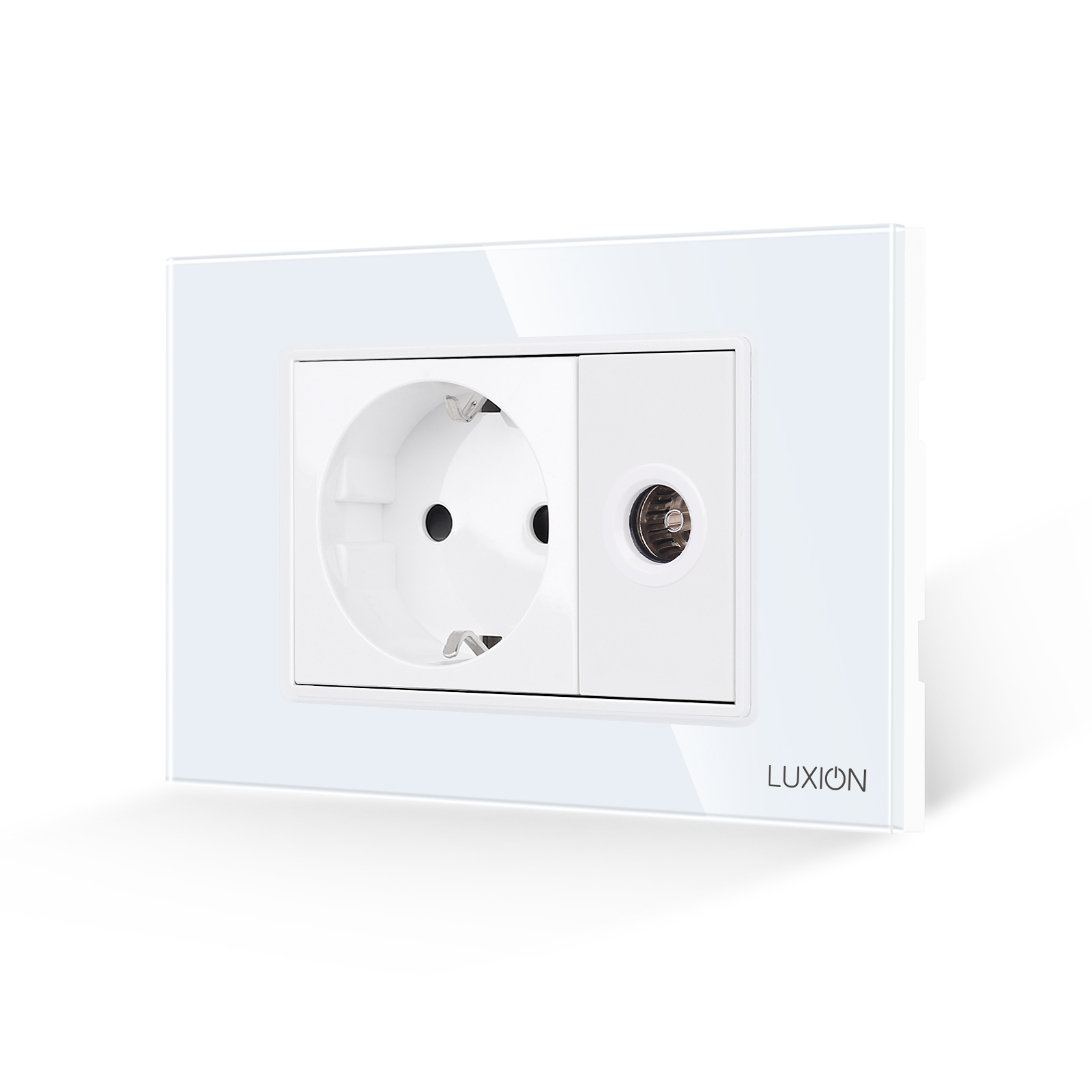 Priza Schuko + Priza TV cu Rama din Sticla LUXION, 3M