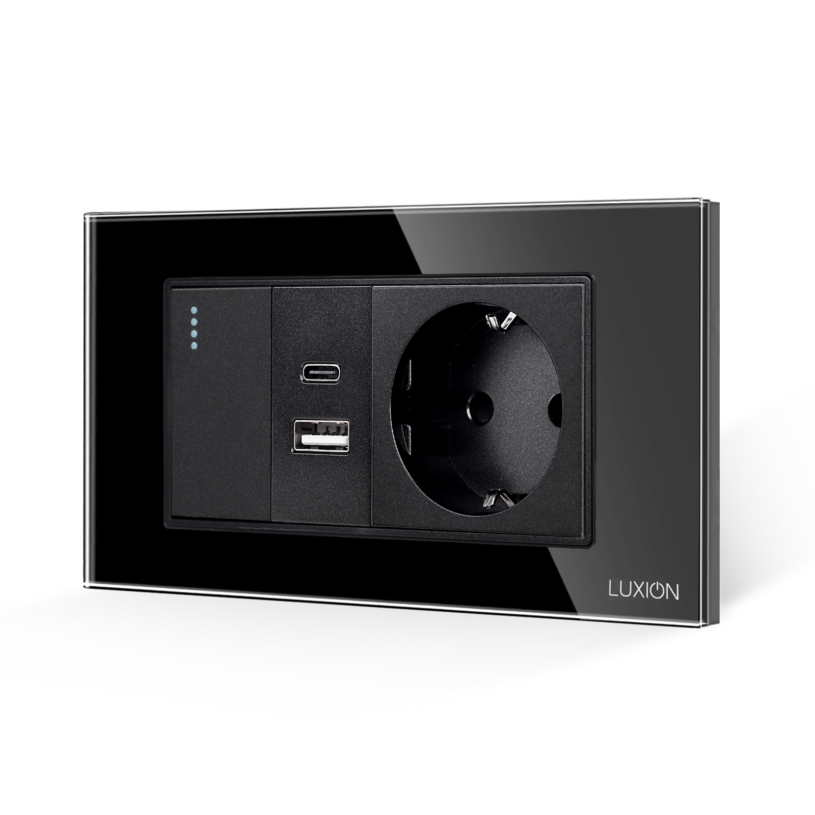Intrerupator + Priza USB A+C + Schuko cu Rama Sticla LUXION - imagine 5