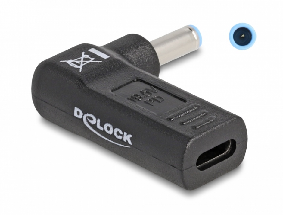 Adaptor USB-C la HP 4.5mm, Delock 19.5V/3A